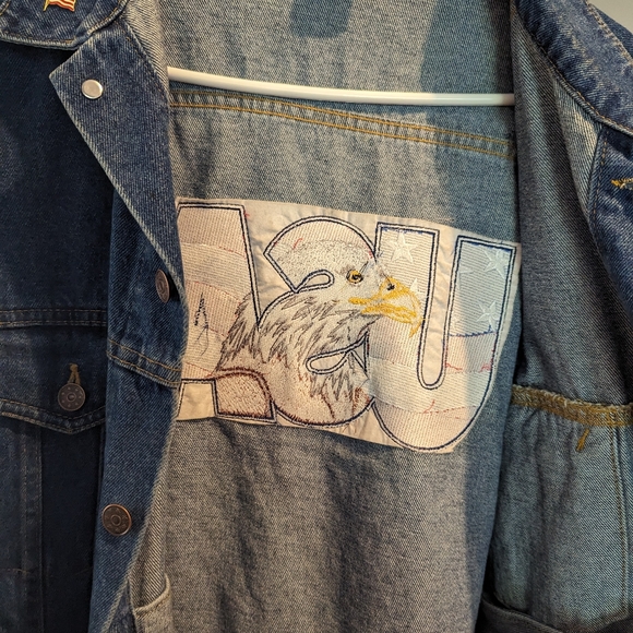 Vintage Denim Jacket, USA made, Union Line, Rock flag and Eagle, Size XL - Picture 8 of 9